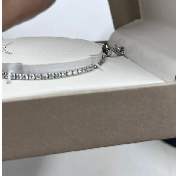 Rachel Zoe Sterling Silver Cubic zirconia Tennis Adjustable Bolo Bracelet New - Picture 5 of 7